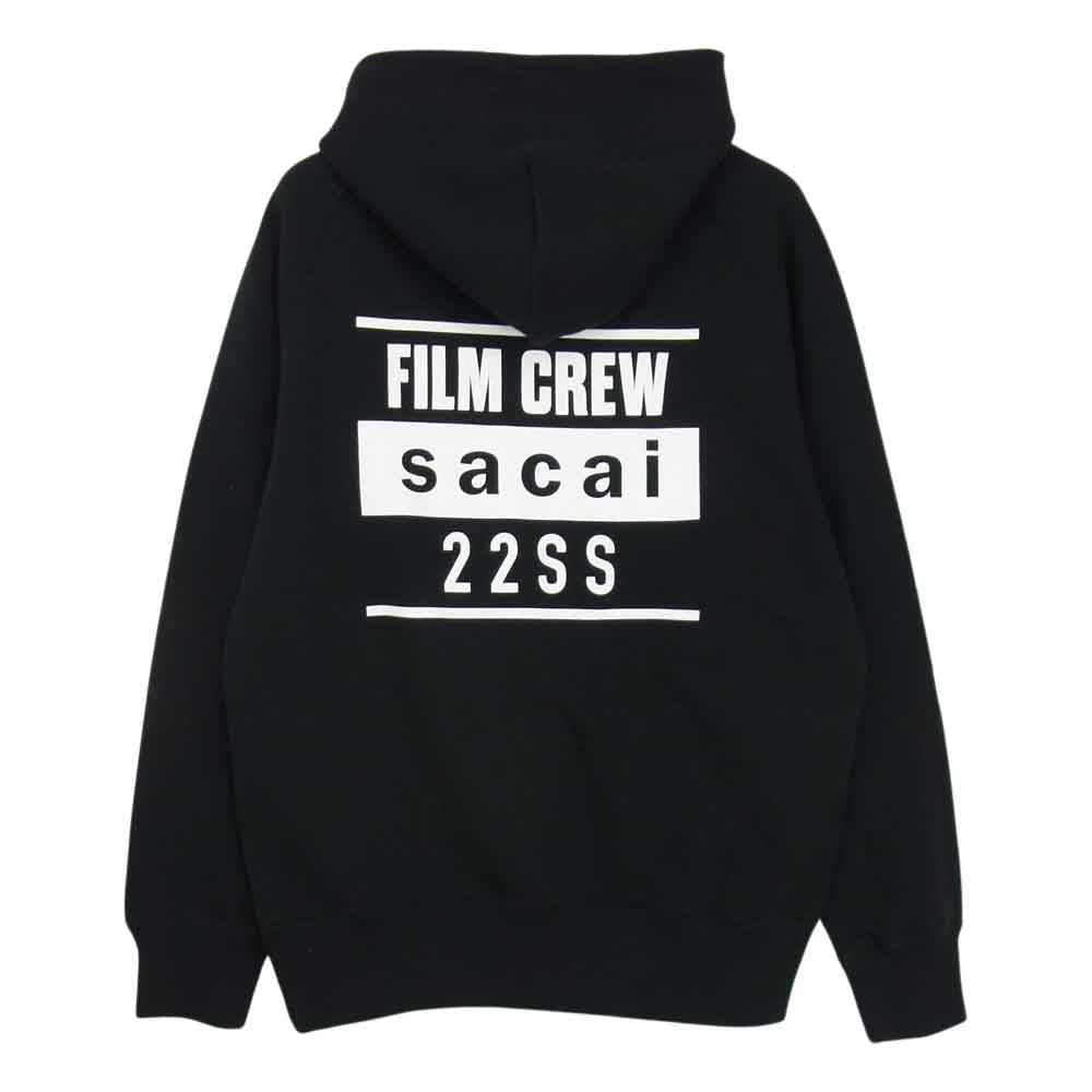 Sacai サカイ 22SS 22-0401S FILM CREW バックプリントパーカー スエットパーカー フーディブラック  ブラック系 1【美品】【中古】