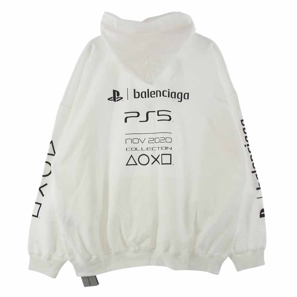 BALENCIAGA バレンシアガ 21AW Playstation Boxy Hoodie プレイステーションボクシーフーディ プルオーバーパーカー フーディー PS5 プリント  ホワイト系 XXS【中古】