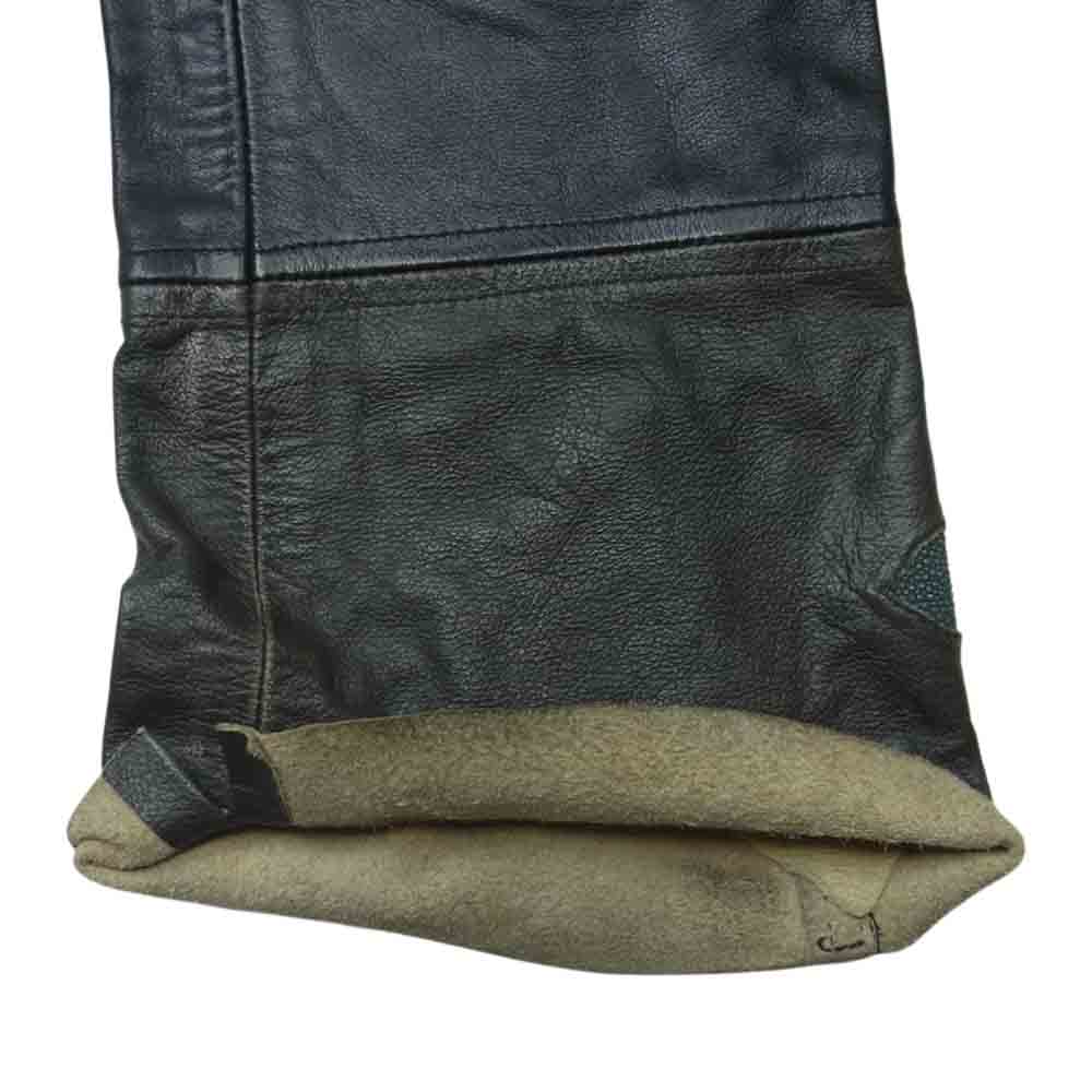 SKKIN スキン スティングレイ クロスインレイ 925コブラチップコード クロスリベット 裏地チャイニーズ柄 レースアップ レザー パンツ ブラック系 M【中古】