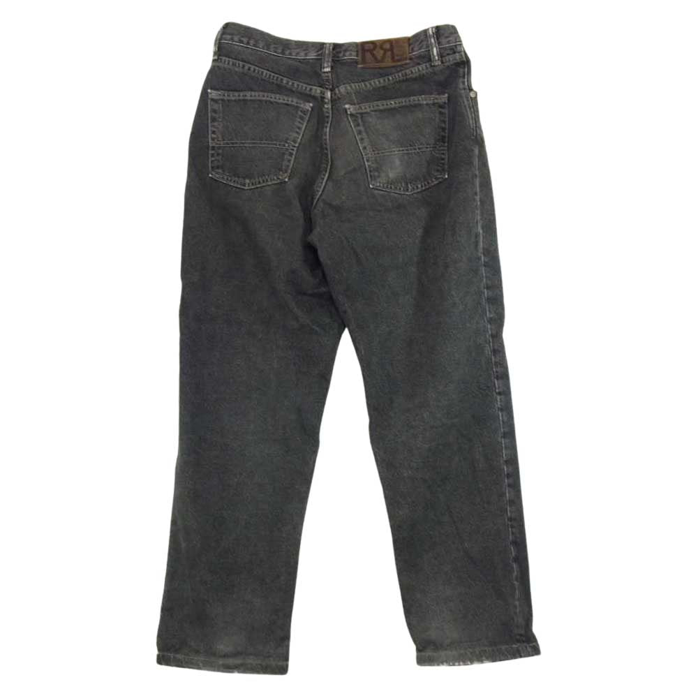 RRL ダブルアールエル USA製 90s ブラック デニム レザー パッチ