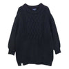 DESCENDANT ディセンダント FADED CABLE KNIT ケーブル編み 切替 アクリル ウール クルーネック ニット ネイビー系 3【中古】