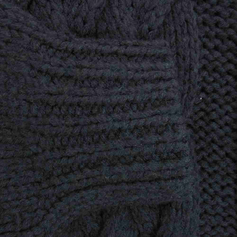 DESCENDANT ディセンダント FADED CABLE KNIT ケーブル編み 切替 アクリル ウール クルーネック ニット ネイビー系 3【中古】