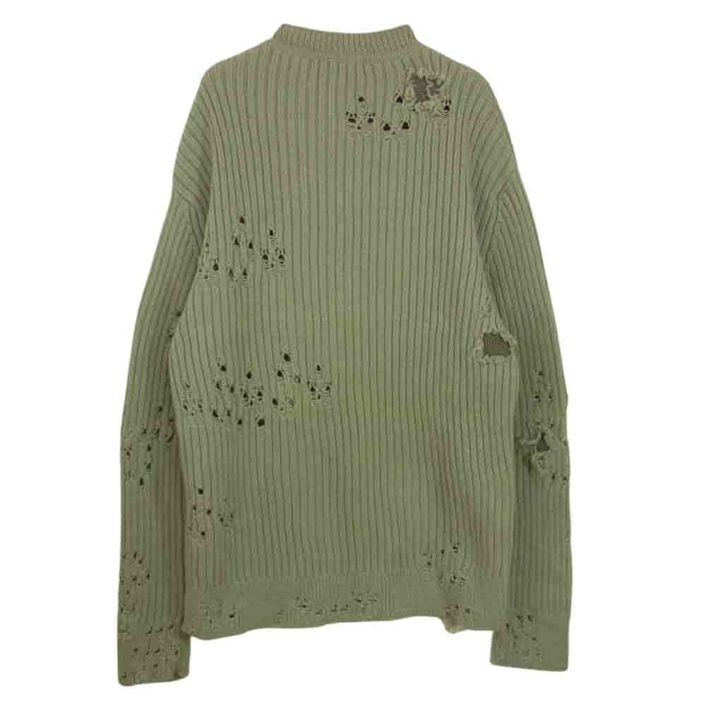 イージー シーズンスリー YEEZY SEASON3 ダメージ ニット ダメージ 加工セーター カーキ系 S【中古】