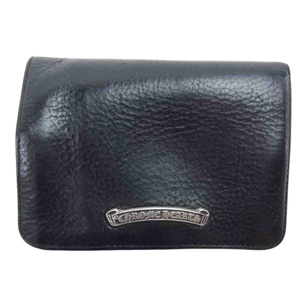 CHROME HEARTS クロムハーツ（原本無） WAVE ウェーブ クロスボール レザー ウォレット  ブラック系【中古】
