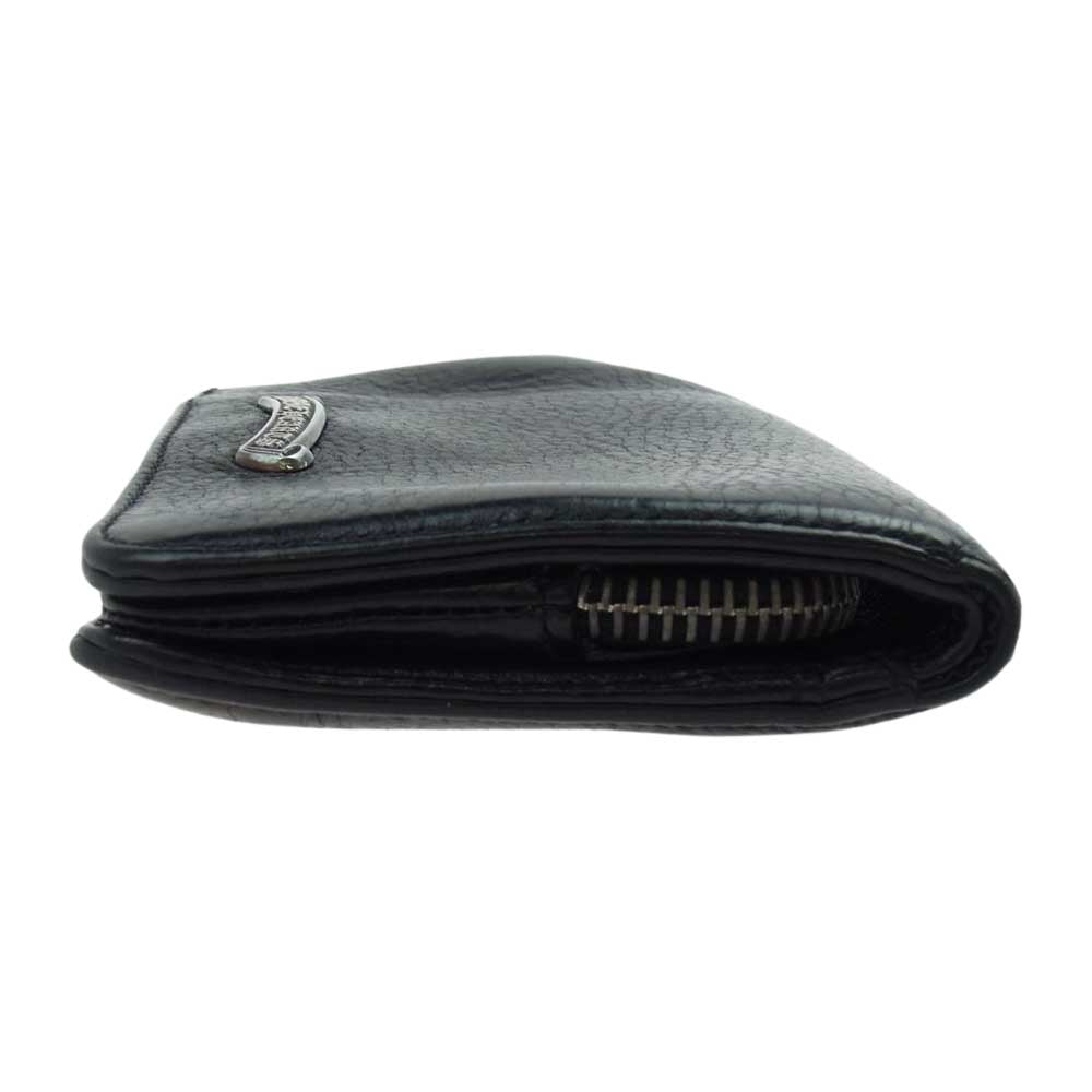 CHROME HEARTS クロムハーツ（原本無） WAVE ウェーブ クロスボール レザー ウォレット  ブラック系【中古】