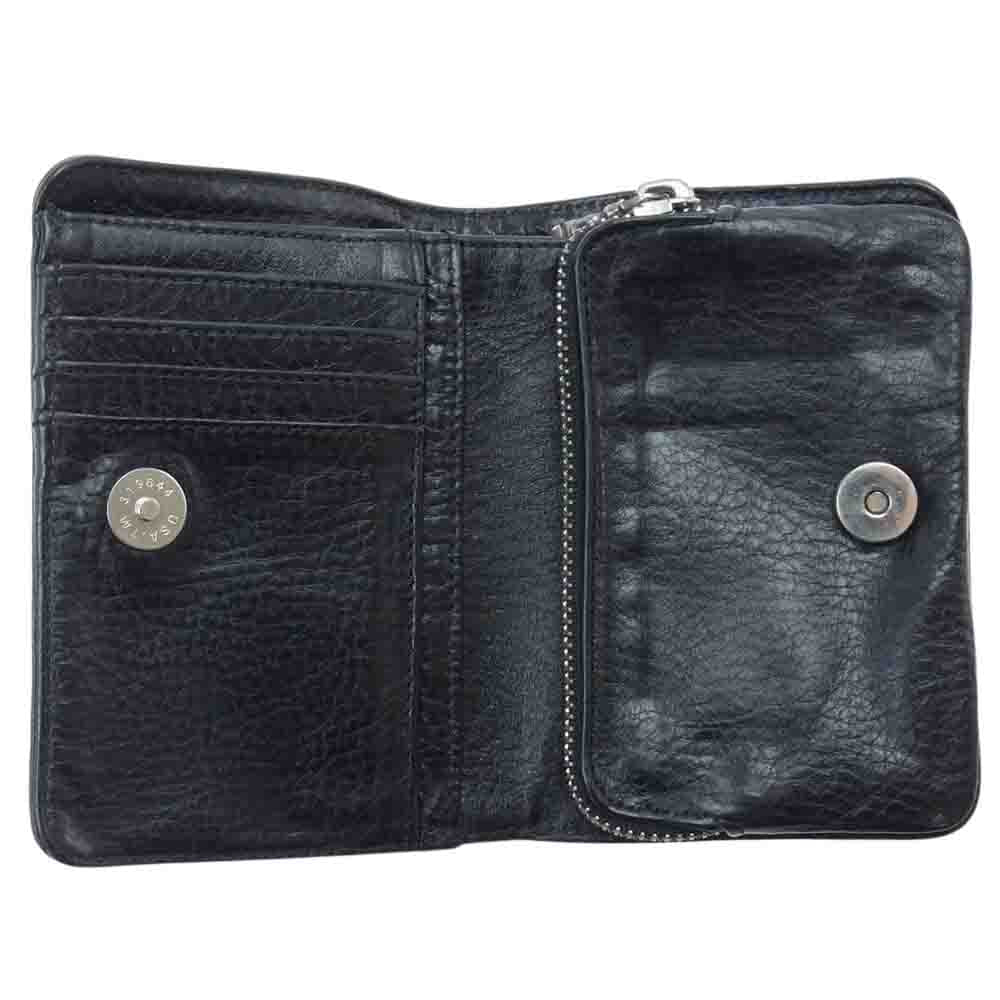 CHROME HEARTS クロムハーツ（原本無） WAVE ウェーブ クロスボール レザー ウォレット  ブラック系【中古】