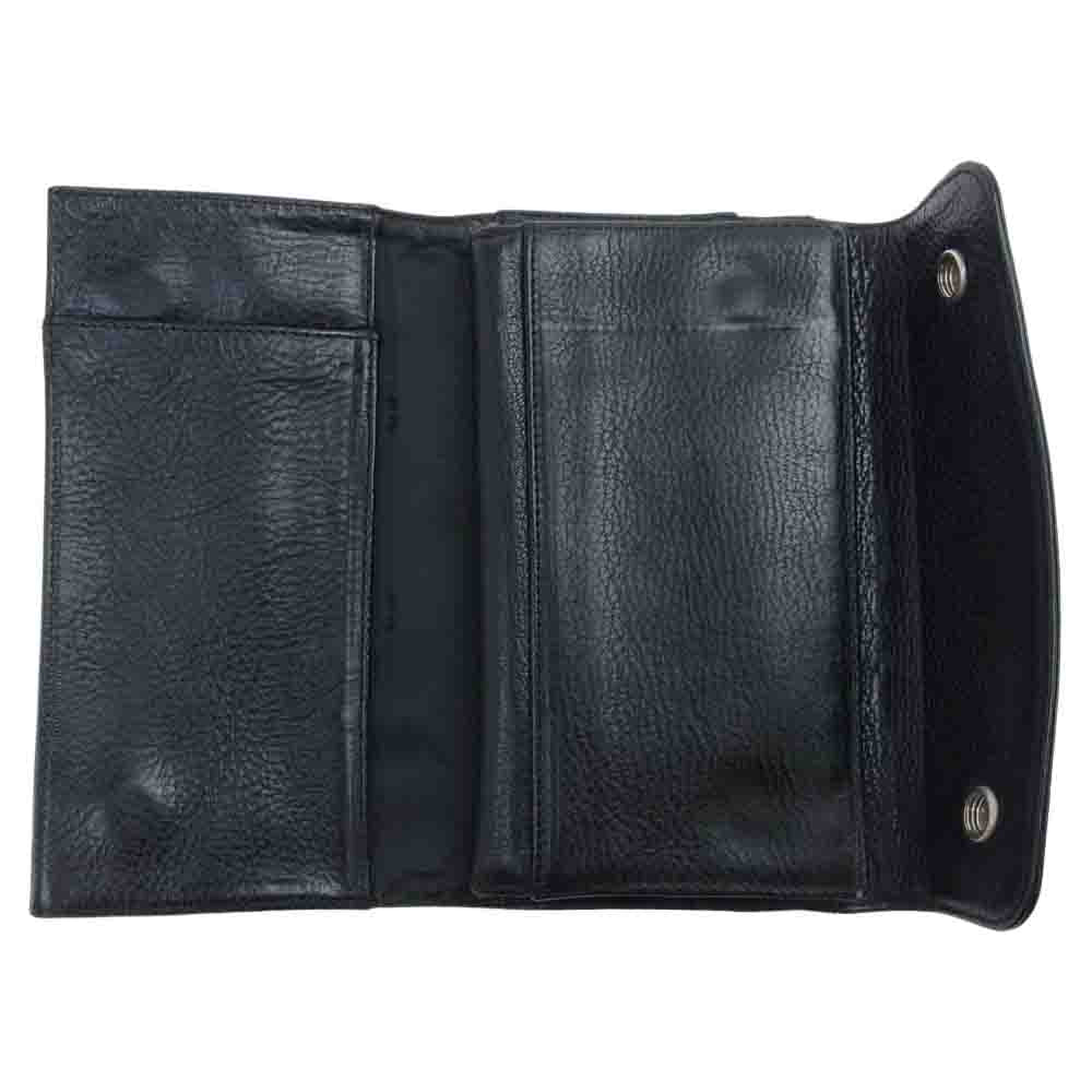 CHROME HEARTS クロムハーツ（原本無） WAVE ウェーブ クロスボール レザー ウォレット  ブラック系【中古】