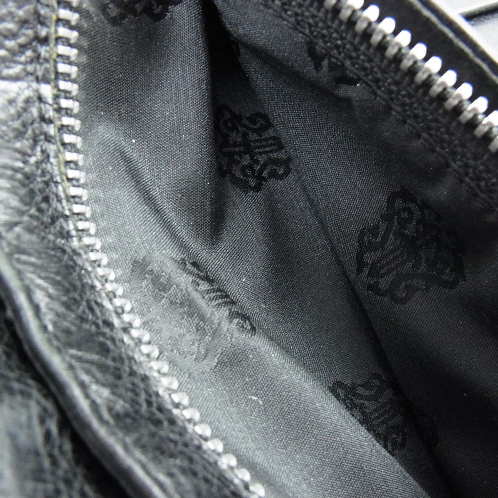CHROME HEARTS クロムハーツ（原本無） WAVE ウェーブ クロスボール レザー ウォレット  ブラック系【中古】