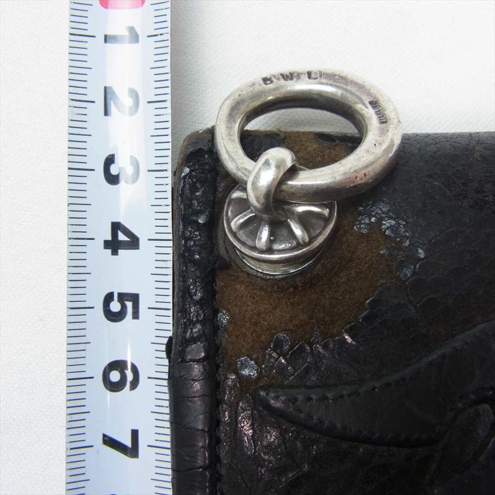 BILL WALL LEATHER ビルウォールレザー ストーン付きコンチョスナップ クロスインレイ ウォレット ブラック系【中古】