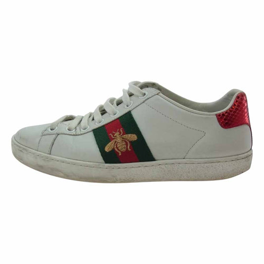 GUCCI グッチ 431942 ACE BEE 刺繍 シェリーライン ローカットスニーカー ホワイト系 34.5【中古】