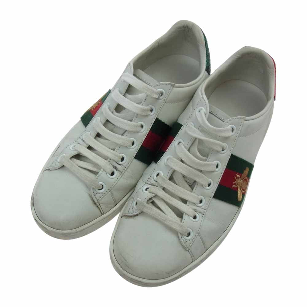 GUCCI グッチ 431942 ACE BEE 刺繍 シェリーライン ローカットスニーカー ホワイト系 34.5【中古】