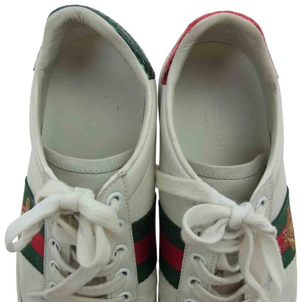GUCCI グッチ 431942 ACE BEE 刺繍 シェリーライン ローカットスニーカー ホワイト系 34.5【中古】
