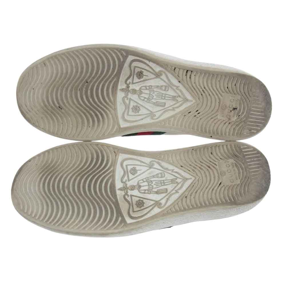 GUCCI グッチ 431942 ACE BEE 刺繍 シェリーライン ローカットスニーカー ホワイト系 34.5【中古】