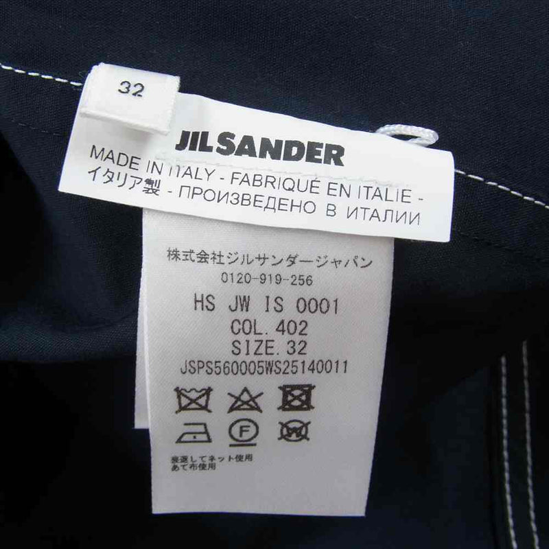JIL SANDER ジルサンダー HS JW 1S 0001 ステッチ プルオーバー 半袖 シャツ ネイビー系 32【中古】