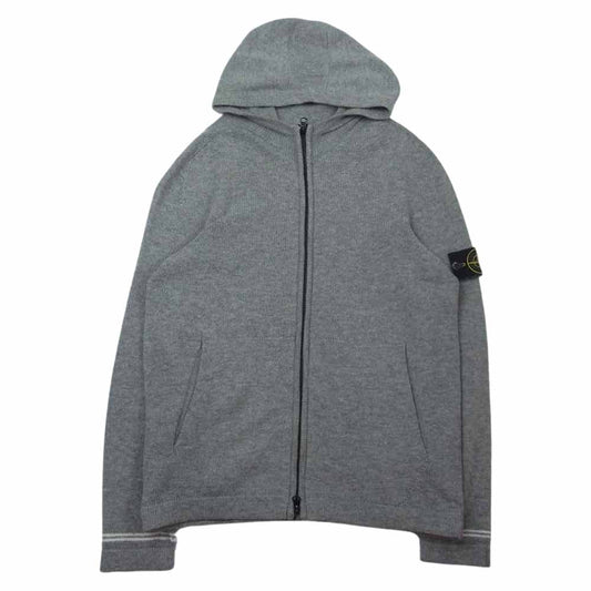 STONE ISLAND ストーンアイランド 6715540A3 ワッペン ニット ジップ パーカー グレー系 M【中古】