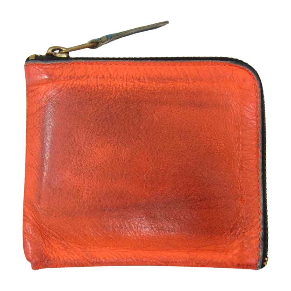 COMME des GARCONS コムデギャルソン SA3100SF SUPER FLUO WALLET レザー L字ファスナー コインケース  オレンジ系【中古】