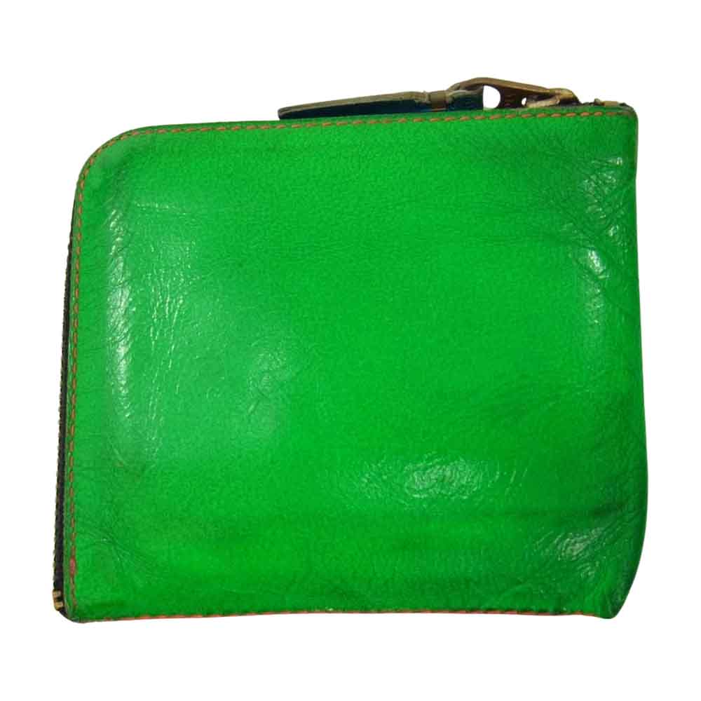 COMME des GARCONS コムデギャルソン SA3100SF SUPER FLUO WALLET レザー L字ファスナー コインケース  オレンジ系【中古】