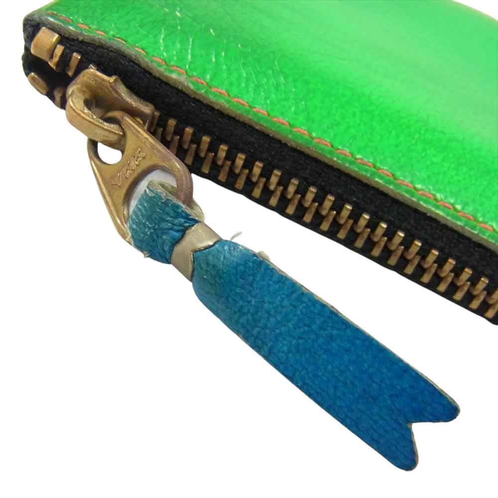 COMME des GARCONS コムデギャルソン SA3100SF SUPER FLUO WALLET レザー L字ファスナー コインケース  オレンジ系【中古】