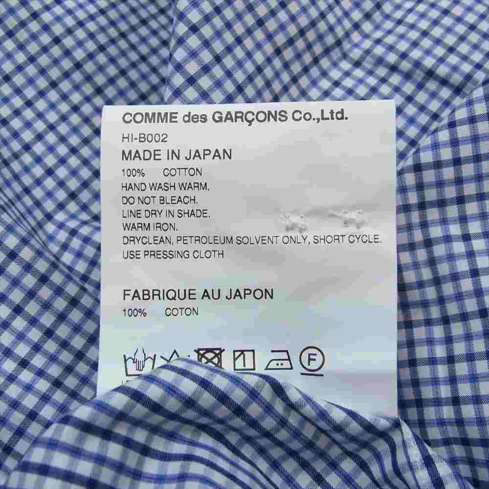 COMME des GARCONS HOMME HOMME コムデギャルソンオムオム 22SS HI-B002 ギンガムチェック 迷彩 カモ 切替 長袖 シャツ ブルー系 L【新古品】【未使用】【中古】
