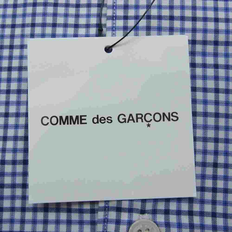 COMME des GARCONS HOMME HOMME コムデギャルソンオムオム 22SS HI-B002 ギンガムチェック 迷彩 カモ 切替  長袖 シャツ ブルー系 L【新古品】【未使用】【中古】