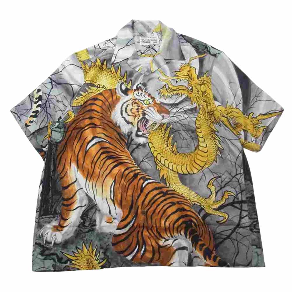 WACKO MARIA ワコマリア 22SS TIM LEHI / S/S HAWAIIAN SHIRT (TYPE-3) ティムリーハイ 虎 龍 グレー系 L【新古品】【未使用】【中古】