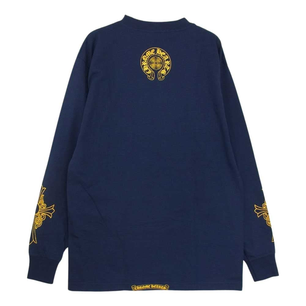 CHROME HEARTS クロムハーツ（原本無） ダガー クロス プリント 長袖 Tシャツ ネイビー系 M【美品】【中古】