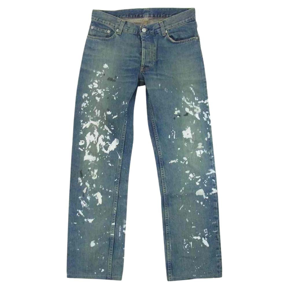 HELMUT LANG ヘルムートラング 745 HL 0003 005 17 JEANS オールド アーカイブ イタリア製 ペンキ加工 ボタンフライ デニム パンツ インディゴブルー系 31【中古】