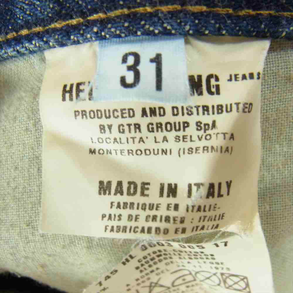 HELMUT LANG ヘルムートラング 745 HL 0003 005 17 JEANS オールド アーカイブ イタリア製 ペンキ加工 ボタンフライ デニム パンツ インディゴブルー系 31【中古】