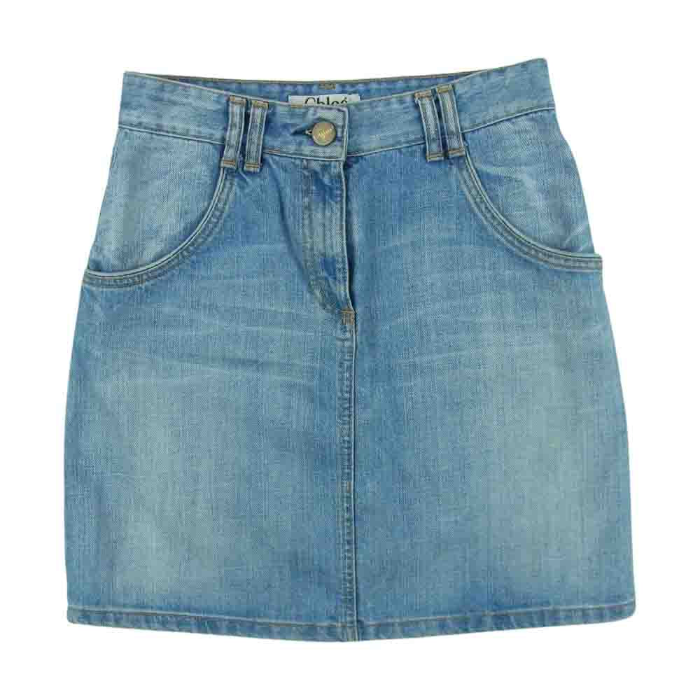 Chloe クロエ 7424 デニム スカート 加工 コットン イタリア製 Chloe クロエ 7424 デニム スカート 加工 コットン イタリア製