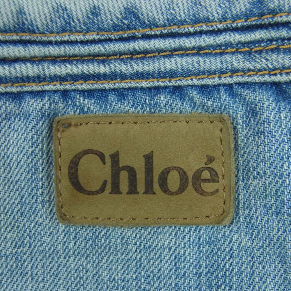 Chloe クロエ 7424 デニム スカート 加工 コットン イタリア製 インディゴブルー系 34【中古】