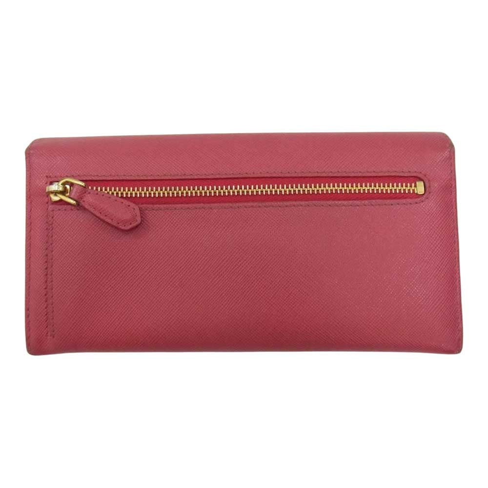 PRADA プラダ フィオッコ サフィアーノ リボン ウオレット 長財布 ピンク系【中古】