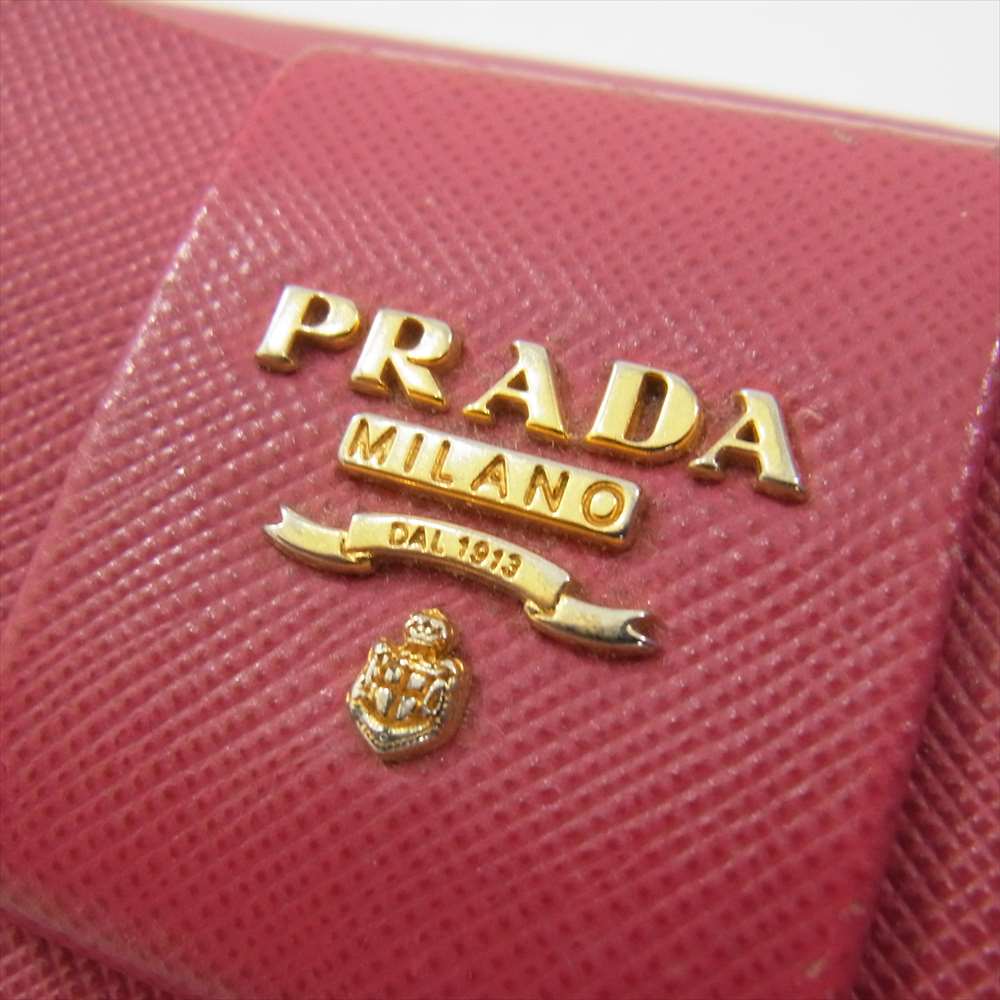 PRADA プラダ フィオッコ サフィアーノ リボン ウオレット 長財布 ピンク系【中古】