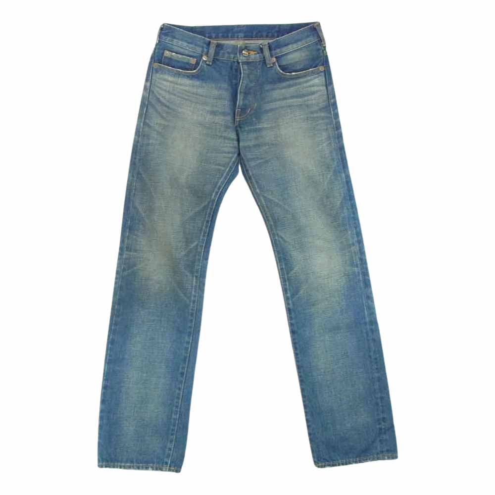 ADDICT CLOTHES アディクトクローズ ポケットチェック布 ボタンフライ ヴィンテージ加工 紫タブ デニム パンツ インディゴブルー系 28【中古】