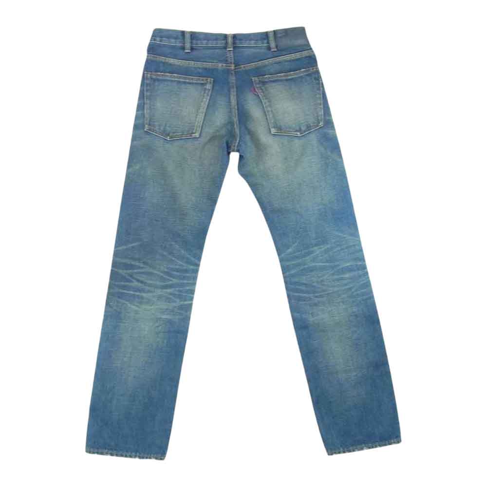 ADDICT CLOTHES アディクトクローズ ポケットチェック布 ボタンフライ ヴィンテージ加工 紫タブ デニム パンツ インディゴブルー系 28【中古】