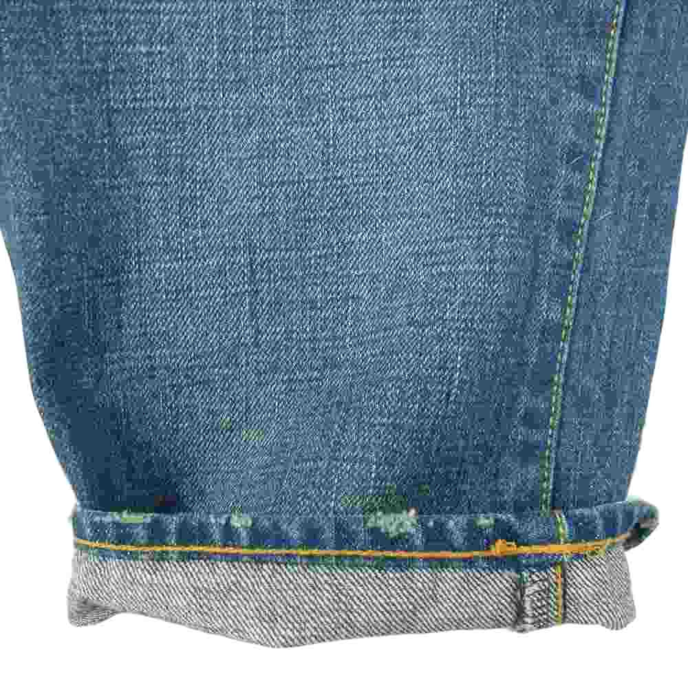 ADDICT CLOTHES アディクトクローズ ポケットチェック布 ボタンフライ ヴィンテージ加工 紫タブ デニム パンツ インディゴブルー系 28【中古】