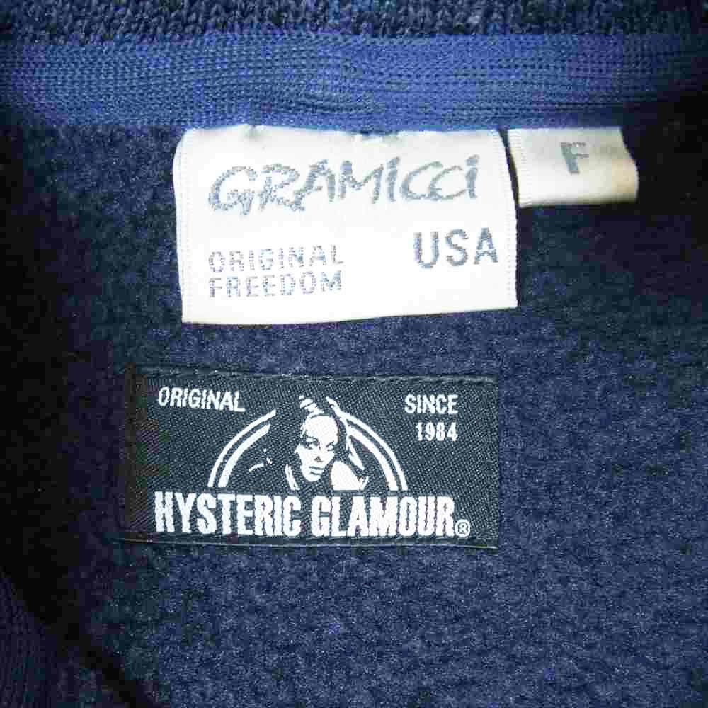HYSTERIC GLAMOUR ヒステリックグラマー × GRAMICCI グラミチ 0153CF01 フルジップ ニット パーカー ネイビー系 F【中古】