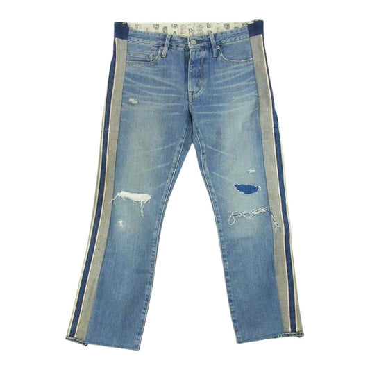 HYSTERIC GLAMOUR ヒステリックグラマー 01172AP09 UNIV 再構築 ダメージ加工 サイドライン デニムパンツ インディゴブルー系 26【中古】