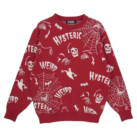 HYSTERIC GLAMOUR ヒステリックグラマー 18AW 02183NS06 GOAST ゴースト クルーネックリブ ニット セーター レッド系 S【中古】
