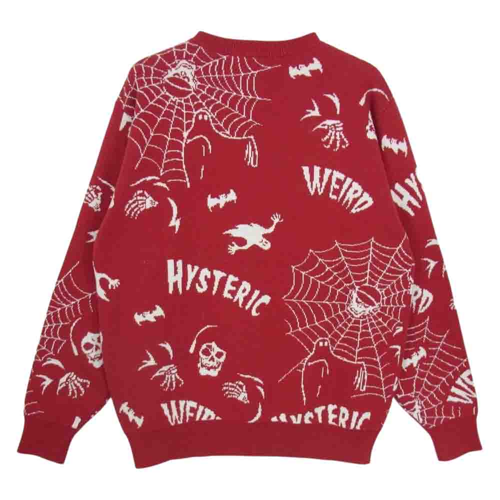 HYSTERIC GLAMOUR ヒステリックグラマー 18AW 02183NS06 GOAST ゴースト クルーネックリブ ニット セーター レッド系 S【中古】