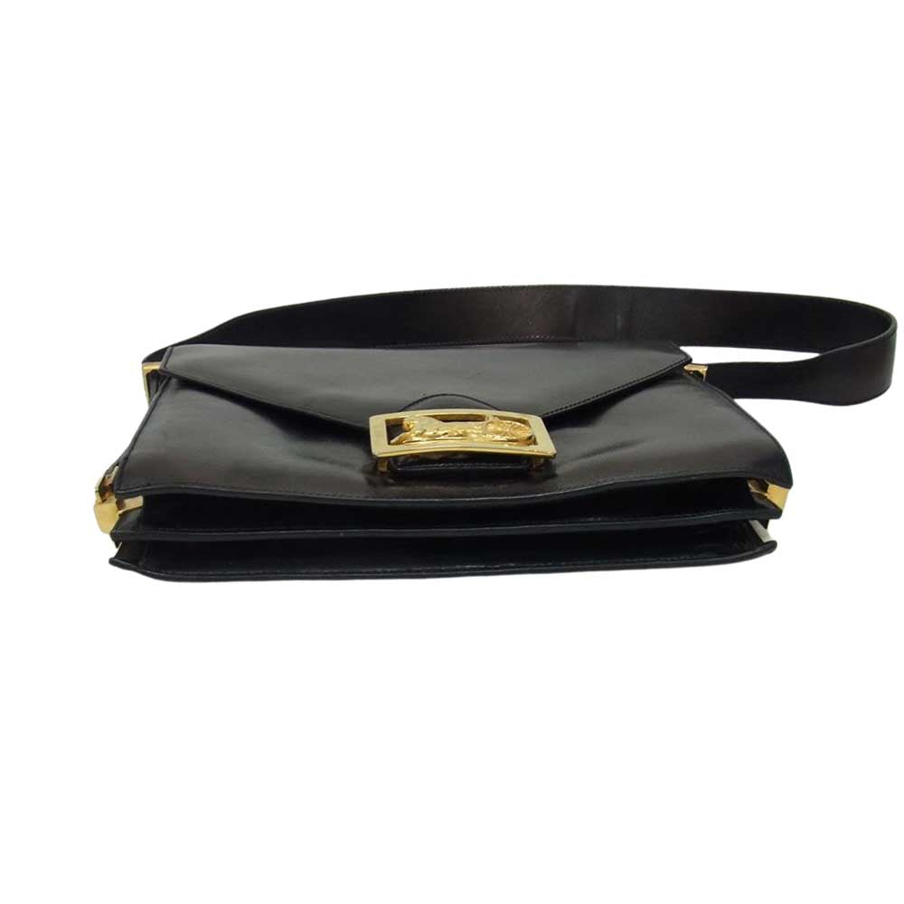 CELINE セリーヌ オールド 馬車金具 ホースキャリッジ レザー ショルダー バッグ ブラック系【中古】