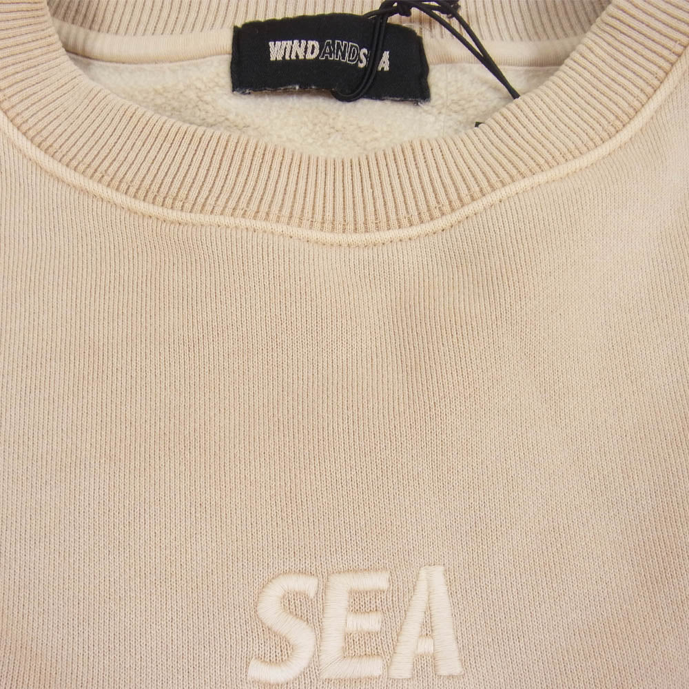 WIND AND SEA ウィンダンシー 20AW WDS-20A-TPS-08 SEA AND SWEATSHIRT ロゴ刺繍 クルーネック スウェット トレーナー ベージュ系 S【中古】