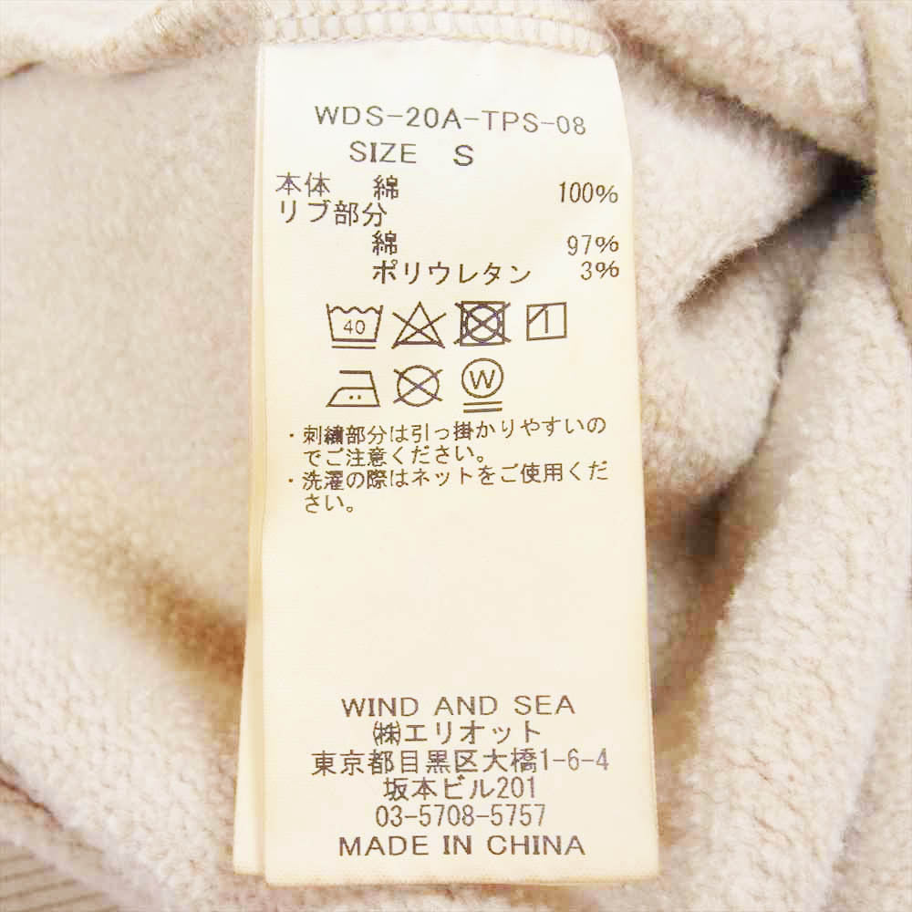 WIND AND SEA ウィンダンシー 20AW WDS-20A-TPS-08 SEA AND SWEATSHIRT ロゴ刺繍 クルーネック スウェット トレーナー ベージュ系 S【中古】