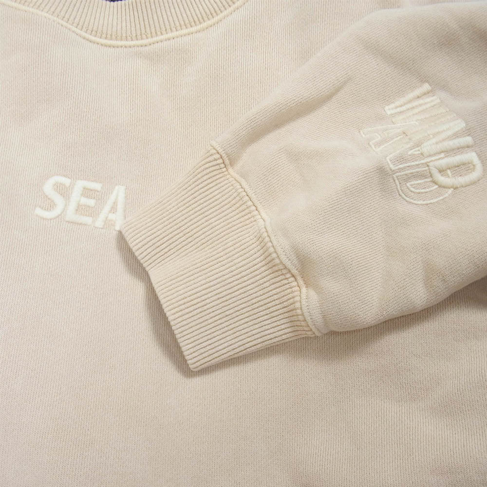 WIND AND SEA ウィンダンシー 20AW WDS-20A-TPS-08 SEA AND SWEATSHIRT ロゴ刺繍 クルーネック スウェット トレーナー ベージュ系 S【中古】