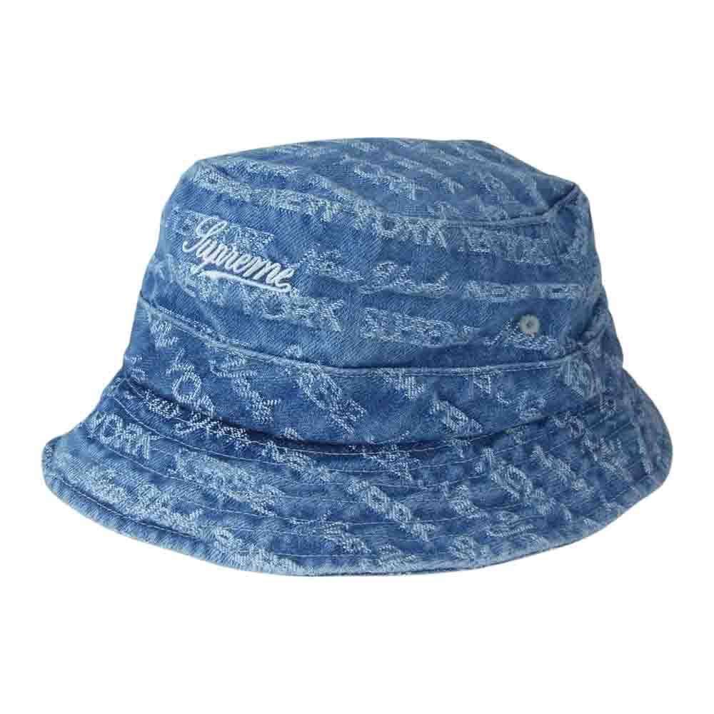 Supreme シュプリーム 22AW Multi Type Jacquard Denim Crusher マルチ タイプ ジャガード デニム クラッシャー ハット ブルー インディゴブルー系 M/L【極上美品】【中古】