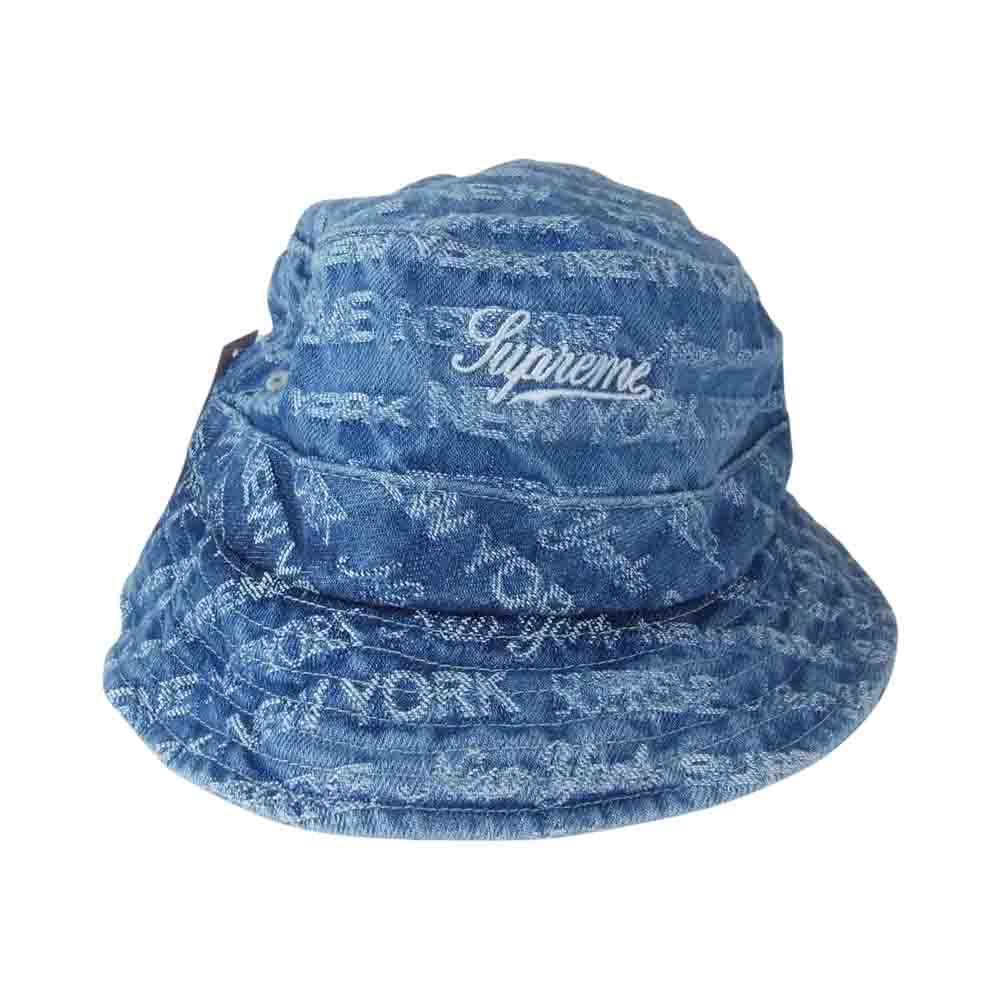 Supreme シュプリーム 22AW Multi Type Jacquard Denim Crusher マルチ タイプ ジャガード デニム クラッシャー ハット ブルー インディゴブルー系 M/L【極上美品】【中古】