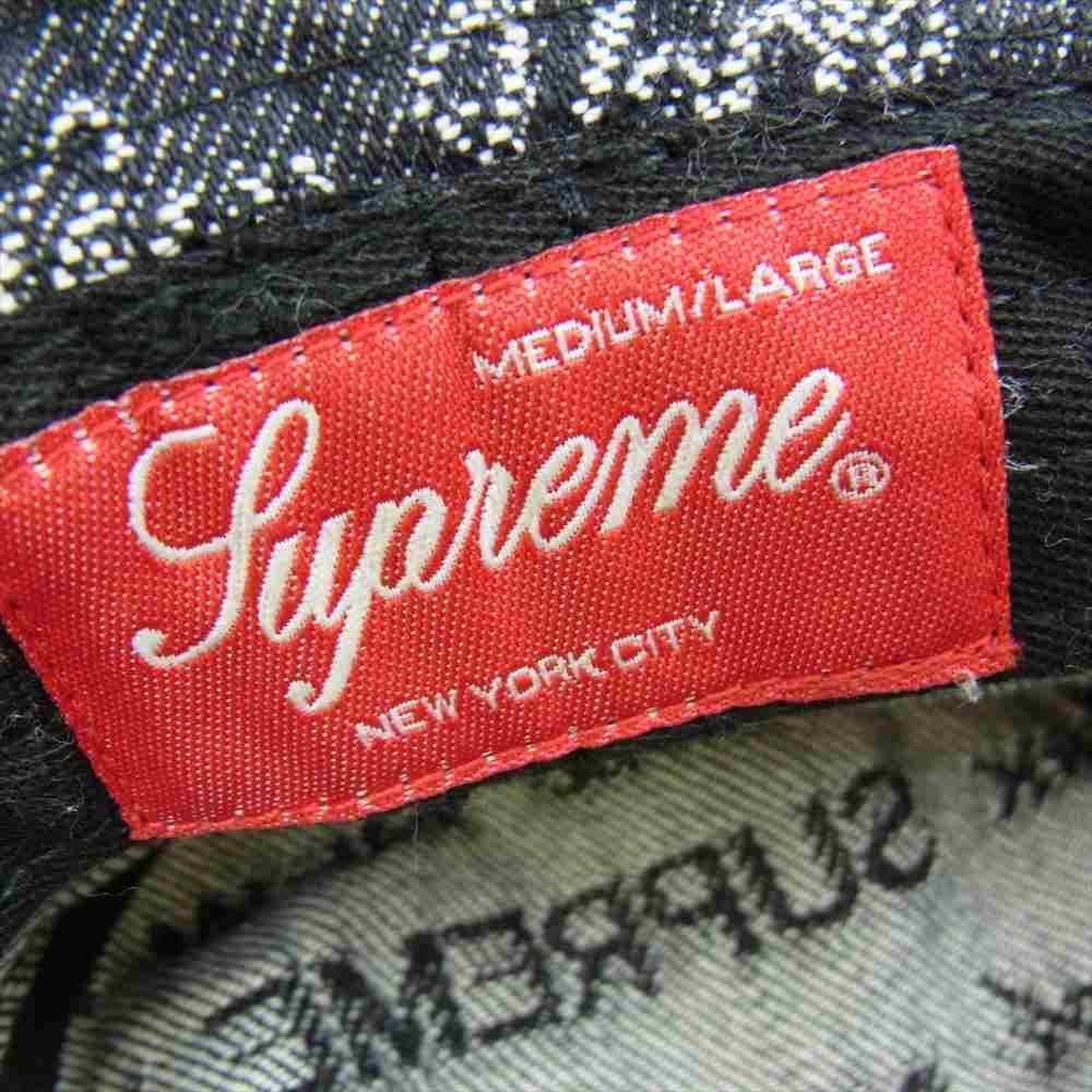 Supreme シュプリーム 22AW Multi Type Jacquard Denim Crusher マルチ タイプ ジャガード デニム クラッシャー ハット ブラック インディゴブルー系【極上美品】【中古】