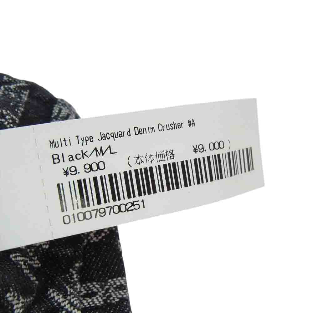 Supreme シュプリーム 22AW Multi Type Jacquard Denim Crusher マルチ タイプ ジャガード デニム クラッシャー ハット ブラック インディゴブルー系【極上美品】【中古】