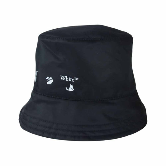 OFF-WHITE オフホワイト BF20CEF047 Reversible リバーシブル ロゴプリント バケットハット ブラック系【美品】【中古】