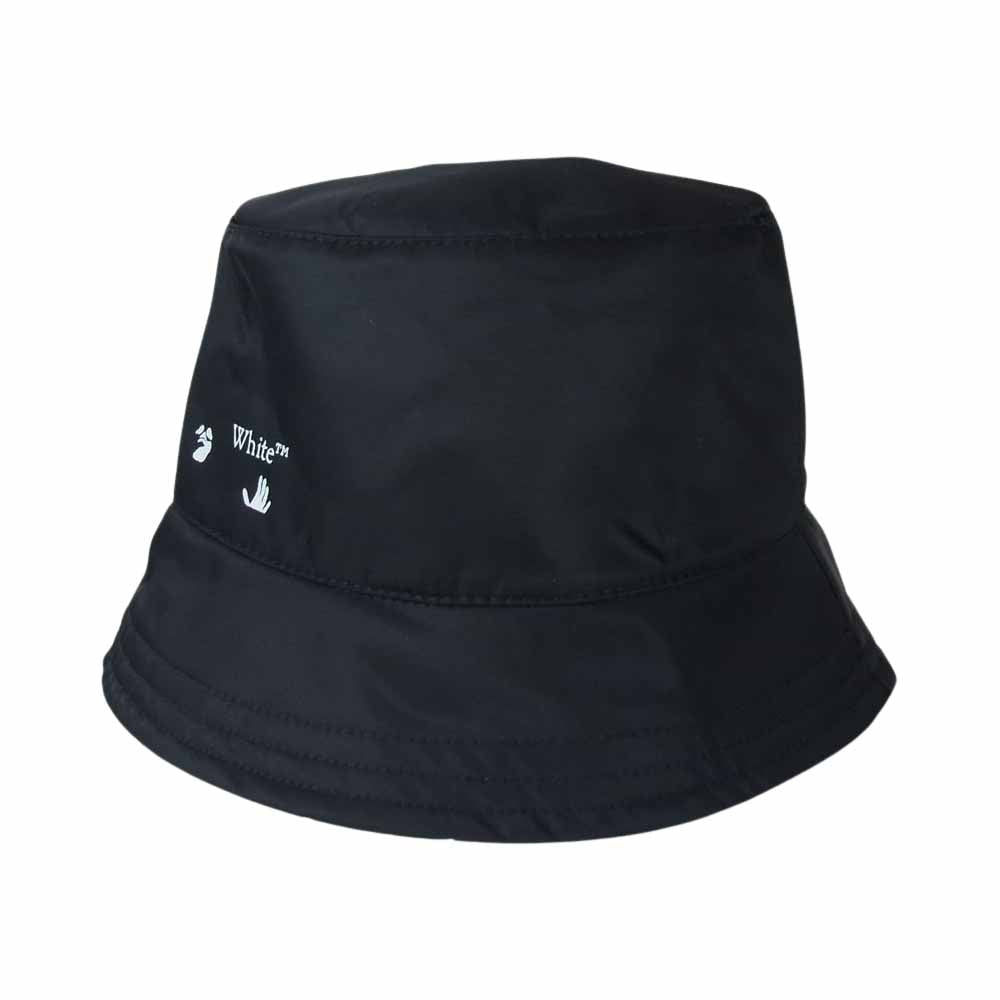 OFF-WHITE オフホワイト BF20CEF047 Reversible リバーシブル ロゴプリント バケットハット ブラック系【美品】【中古】