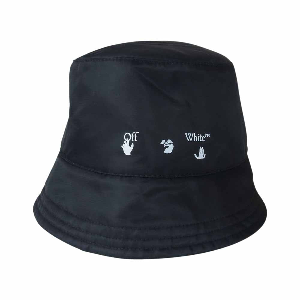 OFF-WHITE オフホワイト BF20CEF047 Reversible リバーシブル ロゴプリント バケットハット ブラック系【美品】【中古】